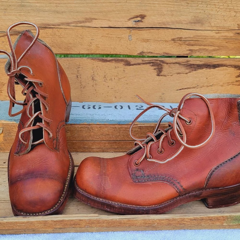 Vintage Australian 1940's Leather Lace-up Ammo Boots - Women's Size 9